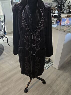 Wrap London Dark Brown Embroidered Velvet Coat